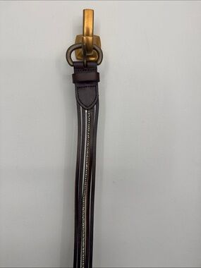 Women’s Dark Brown Leather Belt with Brass Buckle